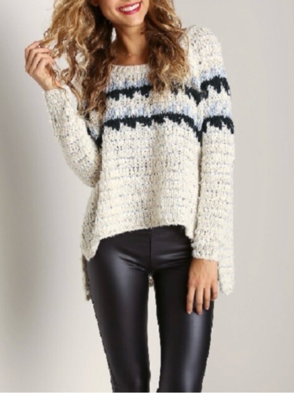 Free People Fair Isle Fuzzy Sweater Size XS